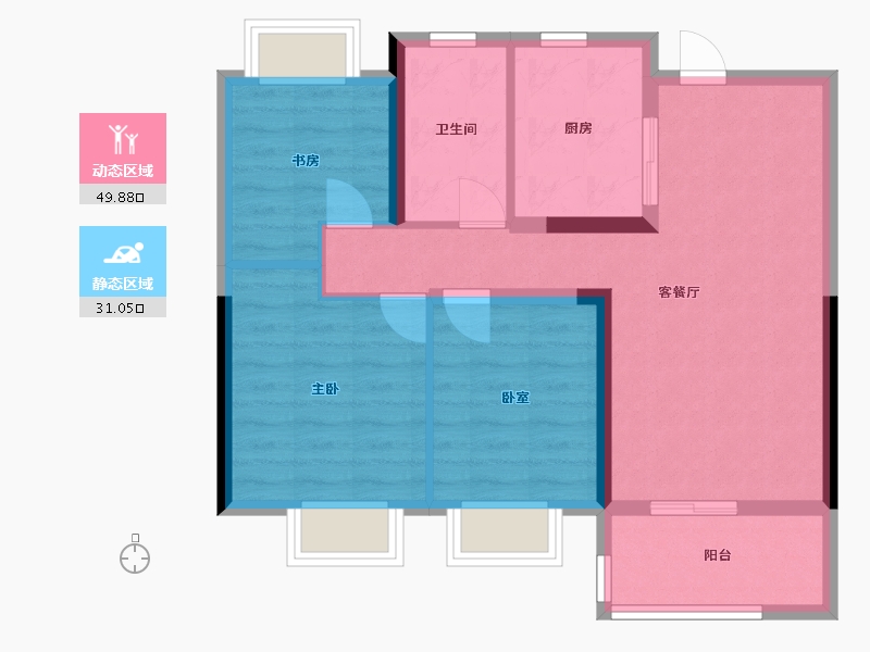 江苏省-苏州市-悦揽美景-72.00-户型库-动静分区