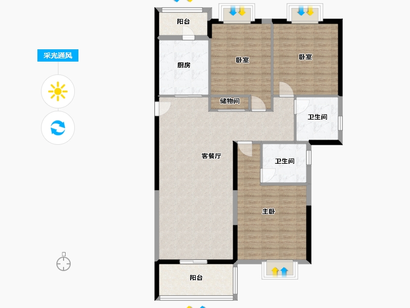 河南省-驻马店市-大地丽都-120.00-户型库-采光通风