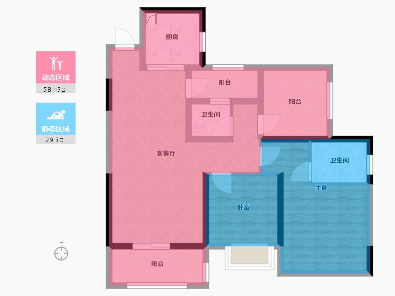 广东省-珠海市-华发又一城-74.00-户型库-动静分区