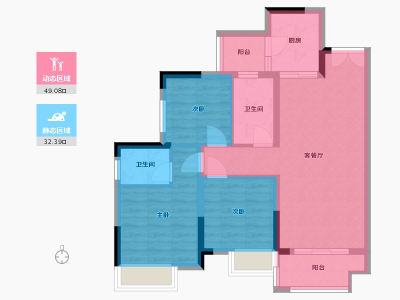 重庆-重庆市-利安凤城学府-78.00-户型库-动静分区