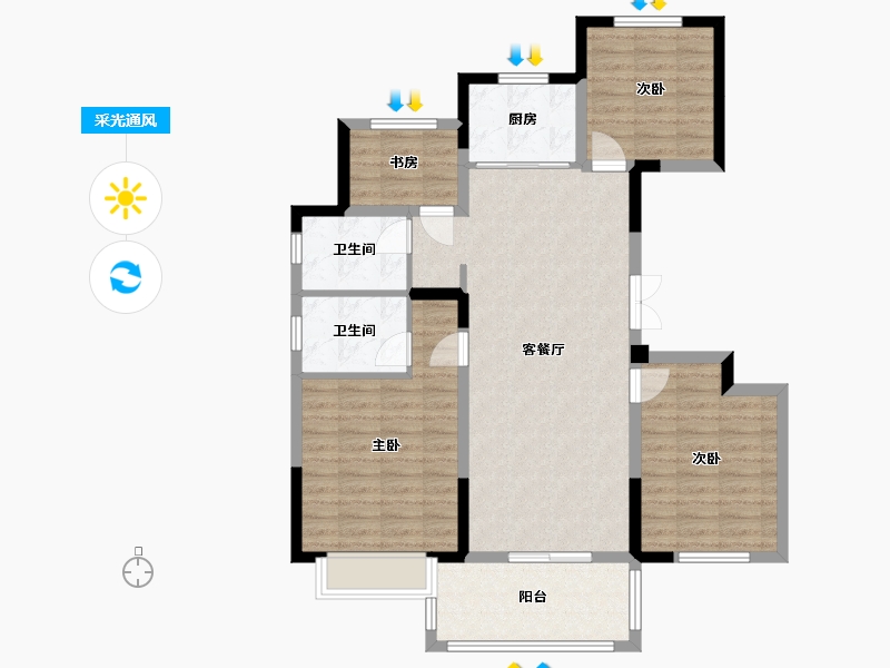 安徽省-宿州市-绿城金桂园-98.00-户型库-采光通风