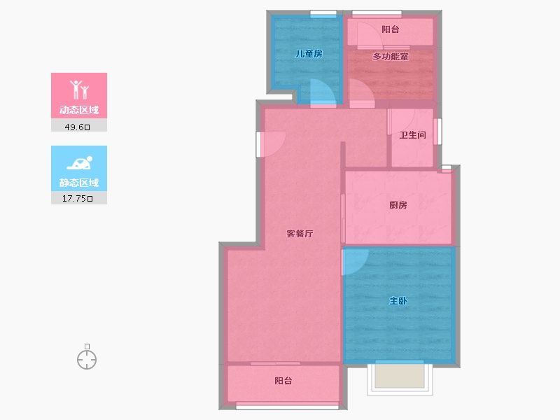 浙江省-宁波市-碧桂园御江东-67.90-户型库-动静分区