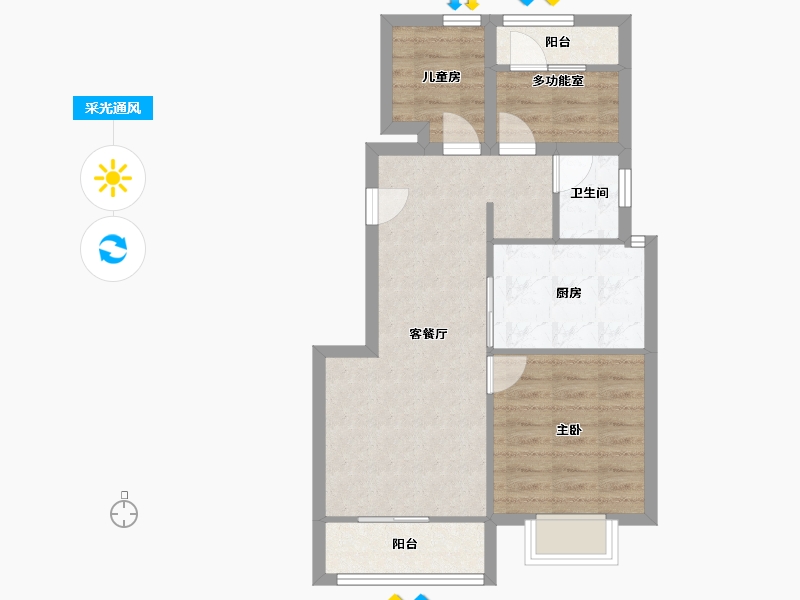 浙江省-宁波市-碧桂园御江东-67.90-户型库-采光通风