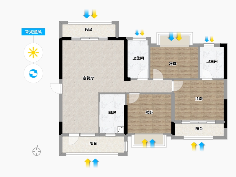 福建省-漳州市-瀚海五凤城-91.00-户型库-采光通风