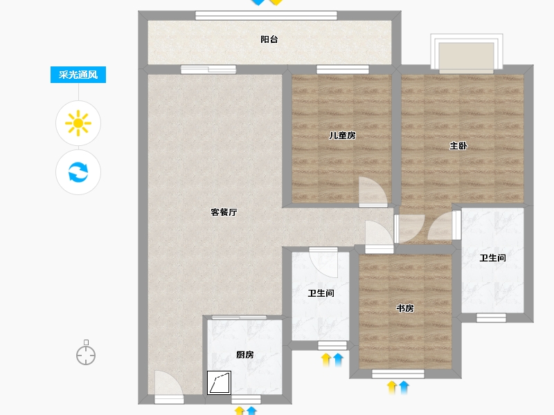 浙江省-丽水市-中梁·天辰锦园-91.90-户型库-采光通风