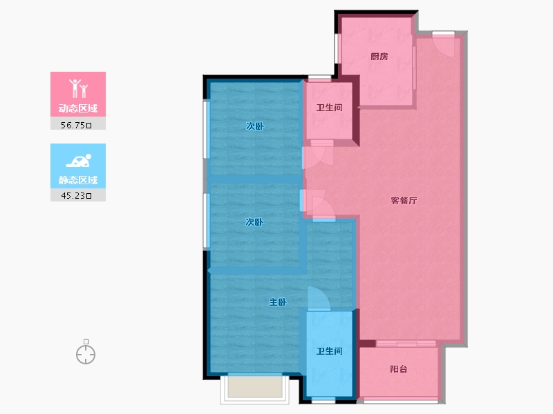 四川省-成都市-怡心湖岸-90.00-户型库-动静分区