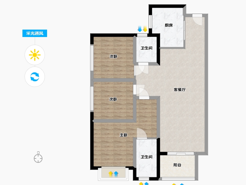 四川省-成都市-怡心湖岸-90.00-户型库-采光通风