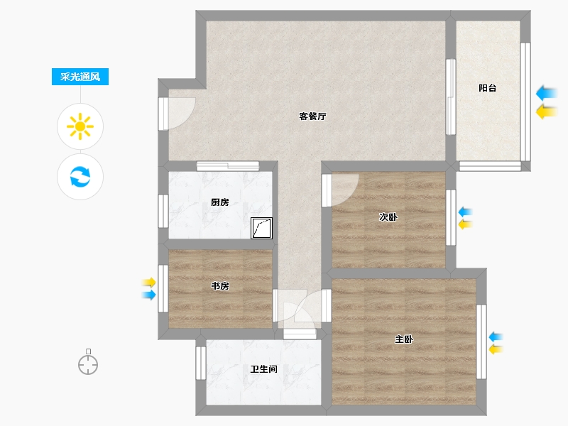 山东省-青岛市-星雨华府-67.00-户型库-采光通风