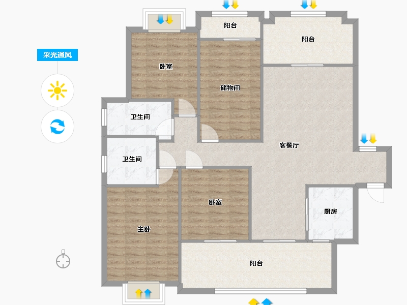 福建省-厦门市-水云湾-123.50-户型库-采光通风