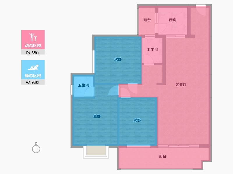 湖南省-衡阳市-衡阳市裕民电站小区-111.00-户型库-动静分区