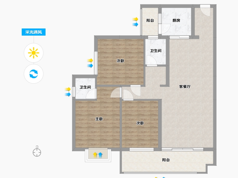 湖南省-衡阳市-衡阳市裕民电站小区-111.00-户型库-采光通风