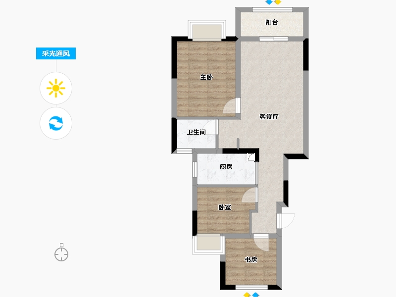 江苏省-南通市-崇明岛大爱城-62.00-户型库-采光通风