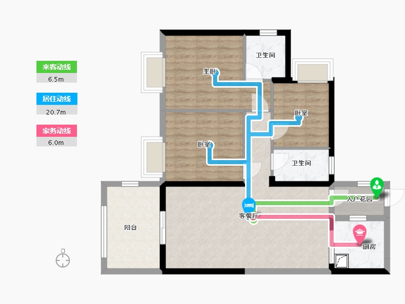 海南省-海口市-龙岐雅苑-86.00-户型库-动静线