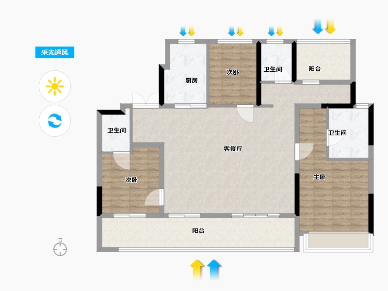 河南省-郑州市-新城时光印象-121.00-户型库-采光通风