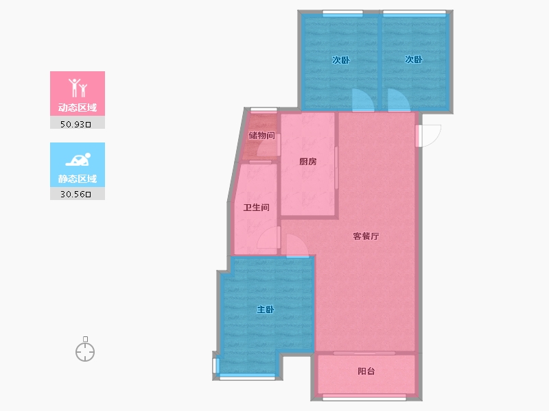 安徽省-合肥市-长虹世纪荣廷-71.00-户型库-动静分区