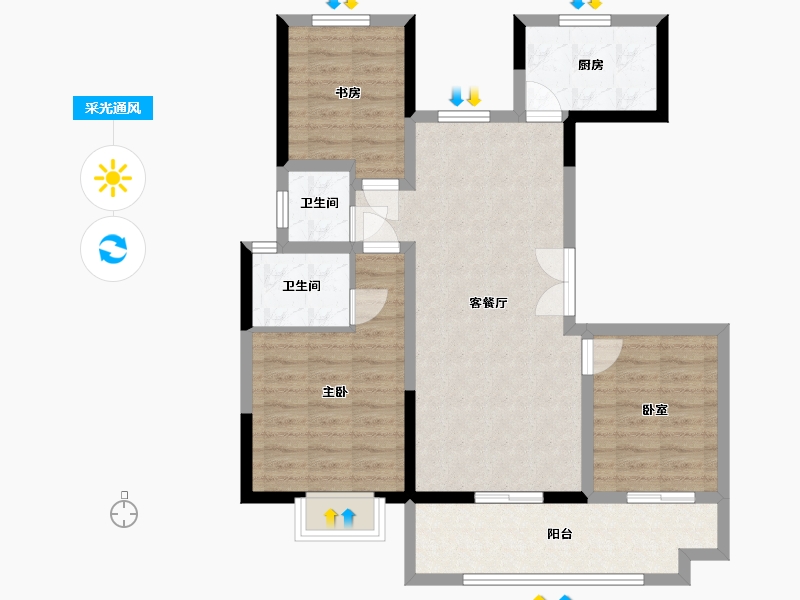 河南省-南阳市-邓州东正颐和府-89.00-户型库-采光通风