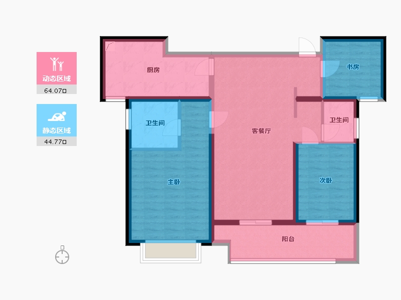 陕西省-西安市-清凉云辉-97.00-户型库-动静分区