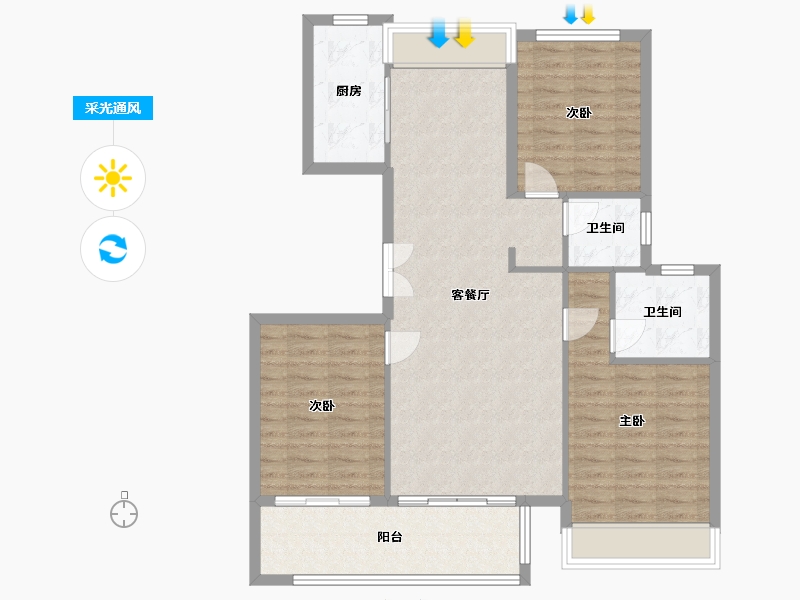 浙江省-湖州市-桂语洋房-100.00-户型库-采光通风