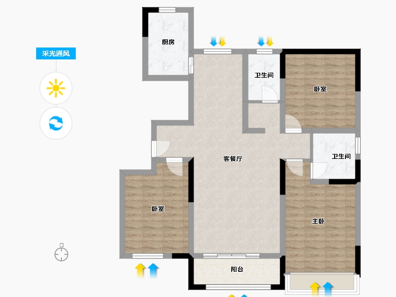 山东省-东营市-海通·花语城桂园-112.60-户型库-采光通风