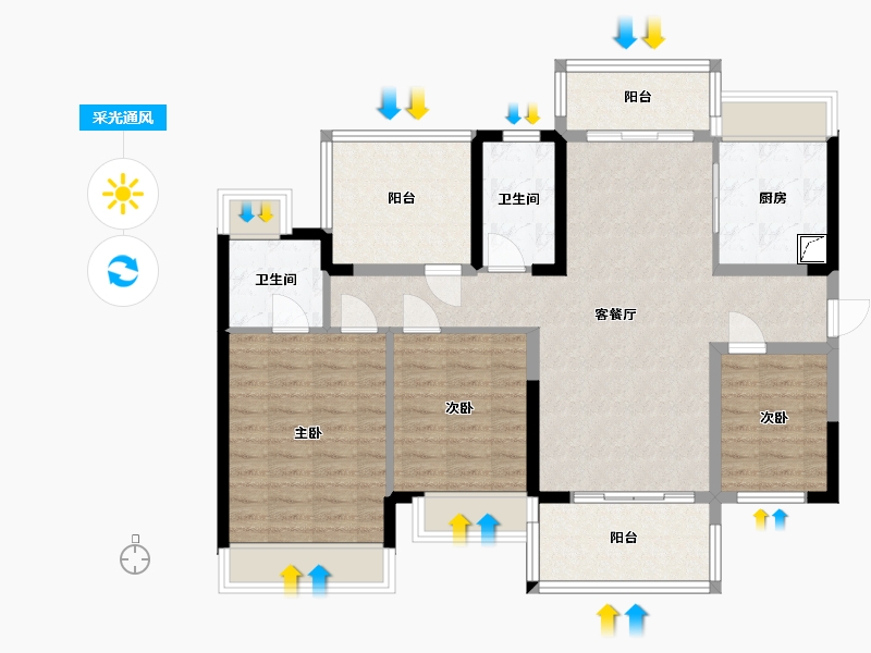 广东省-江门市-台山保利公馆-100.00-户型库-采光通风