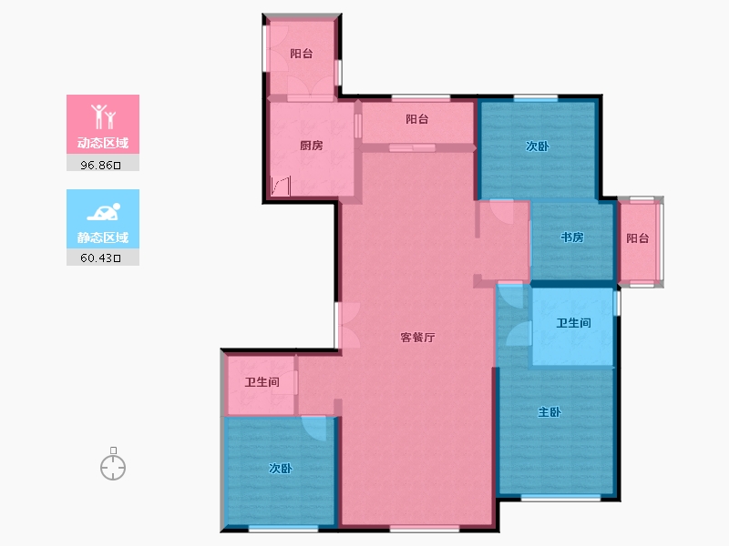 内蒙古自治区-包头市-正翔国际·御锦苑-146.00-户型库-动静分区