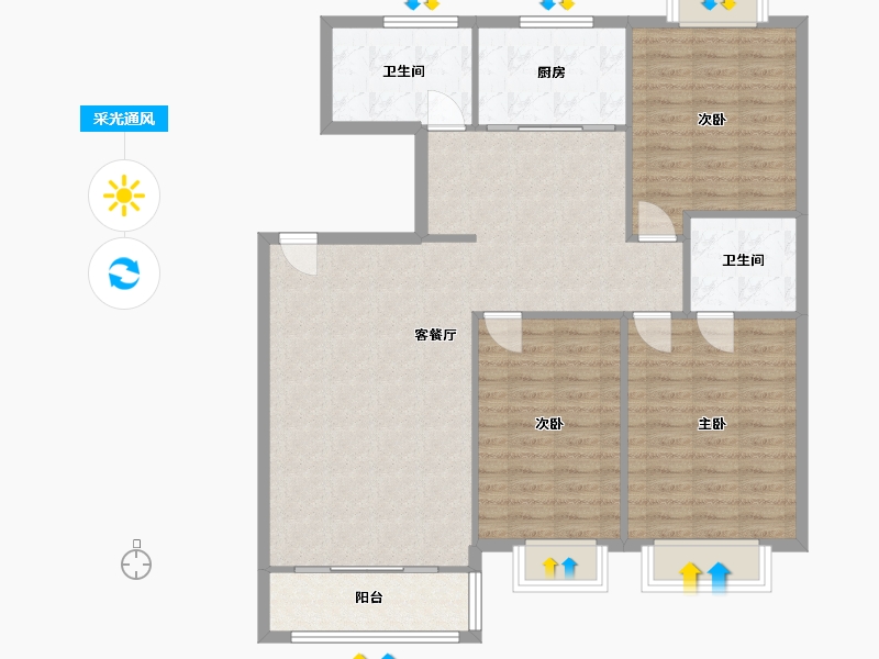 河南省-洛阳市-中弘·湖滨花园-119.00-户型库-采光通风