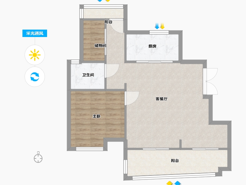 安徽省-合肥市-滨湖江来-73.77-户型库-采光通风