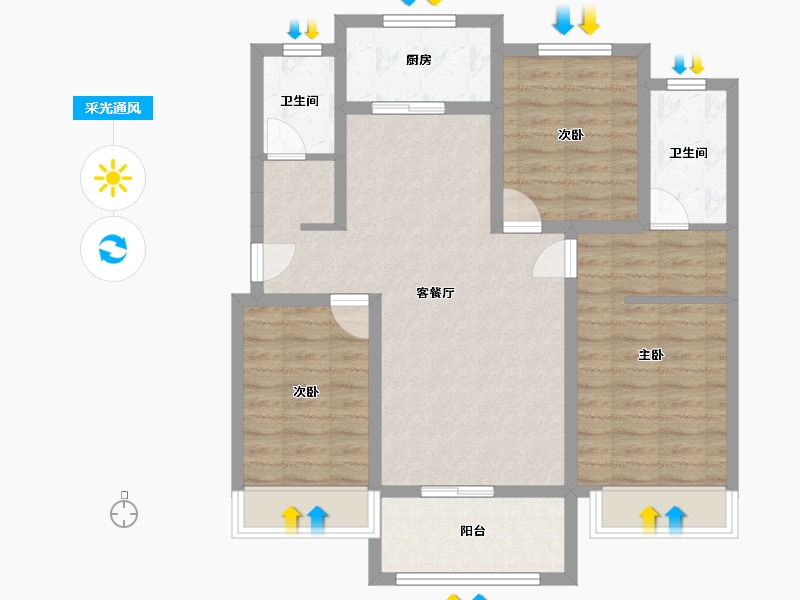 河北省-衡水市-橄榄绿洲-C区-95.60-户型库-采光通风