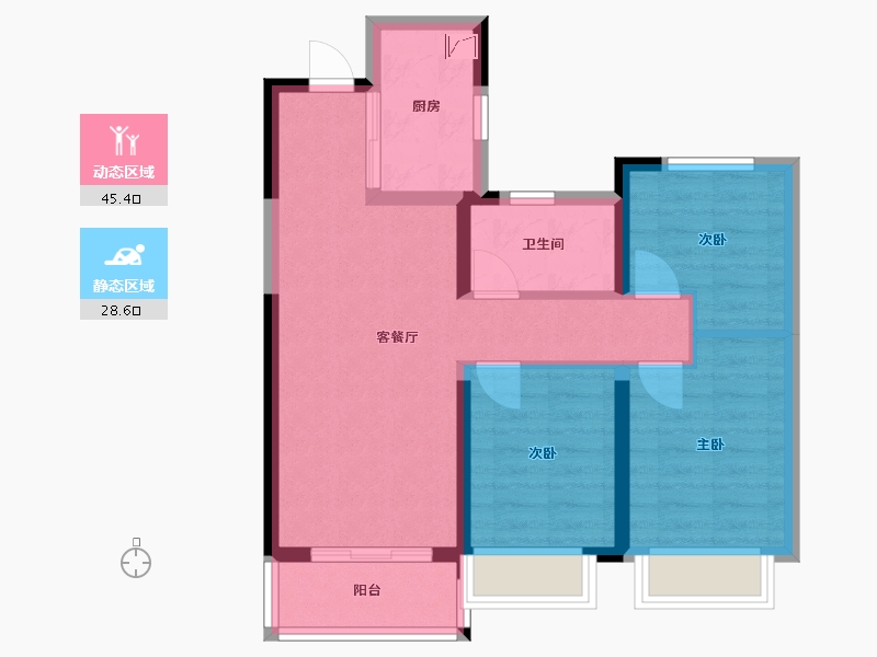 湖南省-岳阳市-岳阳·融创环球中心-71.59-户型库-动静分区