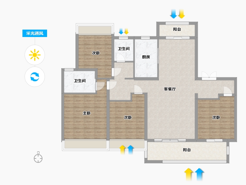 江苏省-盐城市-国投欧亚・紫宸-140.00-户型库-采光通风