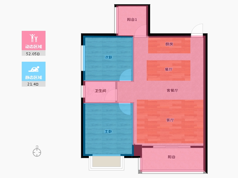 湖北省-鄂州市-飞鹅新天地-67.27-户型库-动静分区