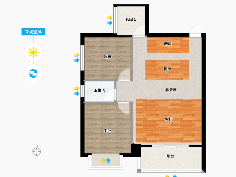 湖北省-鄂州市-飞鹅新天地-67.27-户型库-采光通风