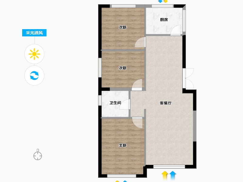 宁夏回族自治区-银川市-汇融风华-90.00-户型库-采光通风