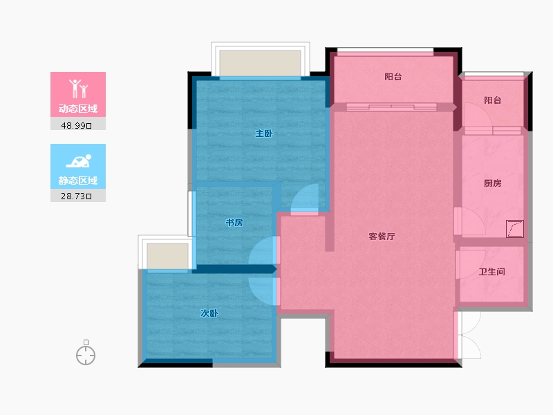 四川省-绵阳市-梓江之星-70.00-户型库-动静分区