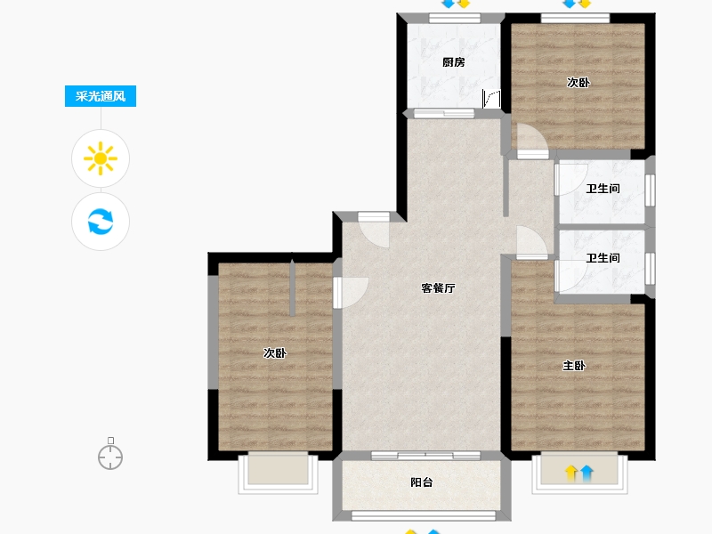 陕西省-渭南市-荣兴佳苑-101.00-户型库-采光通风