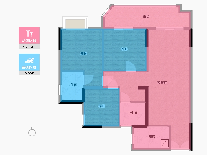 贵州省-遵义市-彩阳 澜柏湾-96.00-户型库-动静分区