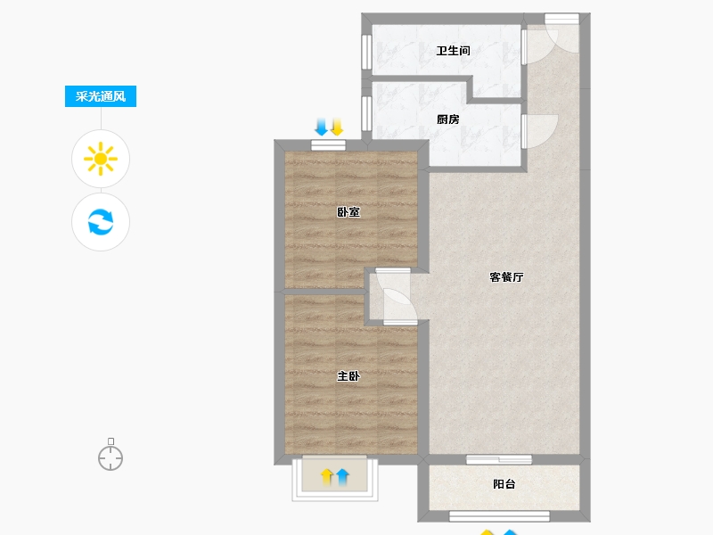 河北省-廊坊市-绿宸凤栖华府-70.84-户型库-采光通风