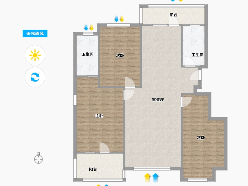 辽宁省-沈阳市-美好奉玺台-100.00-户型库-采光通风