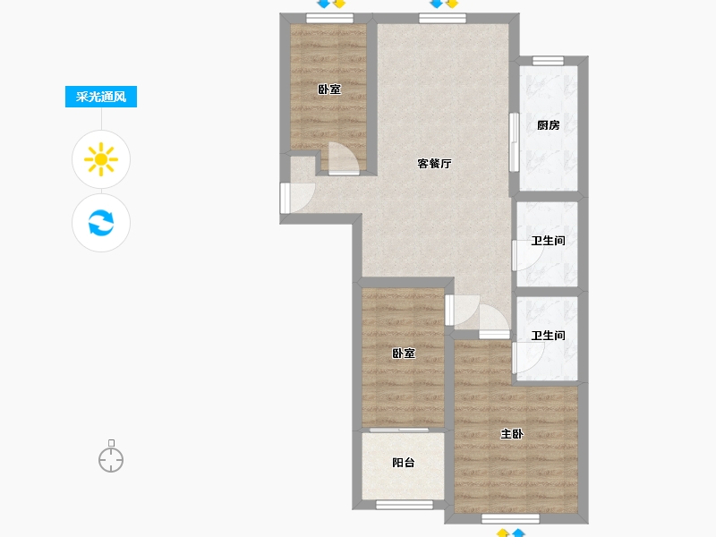 河北省-秦皇岛市-在水一方-90.00-户型库-采光通风