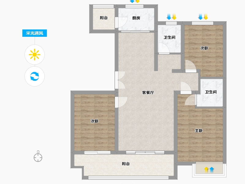 山东省-临沂市-金域上府-99.49-户型库-采光通风