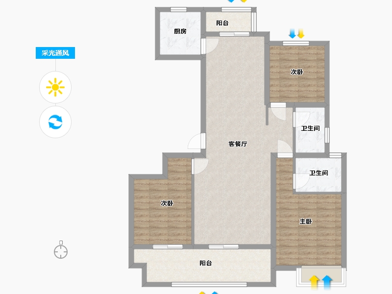 河南省-濮阳市-建业璟园-103.00-户型库-采光通风