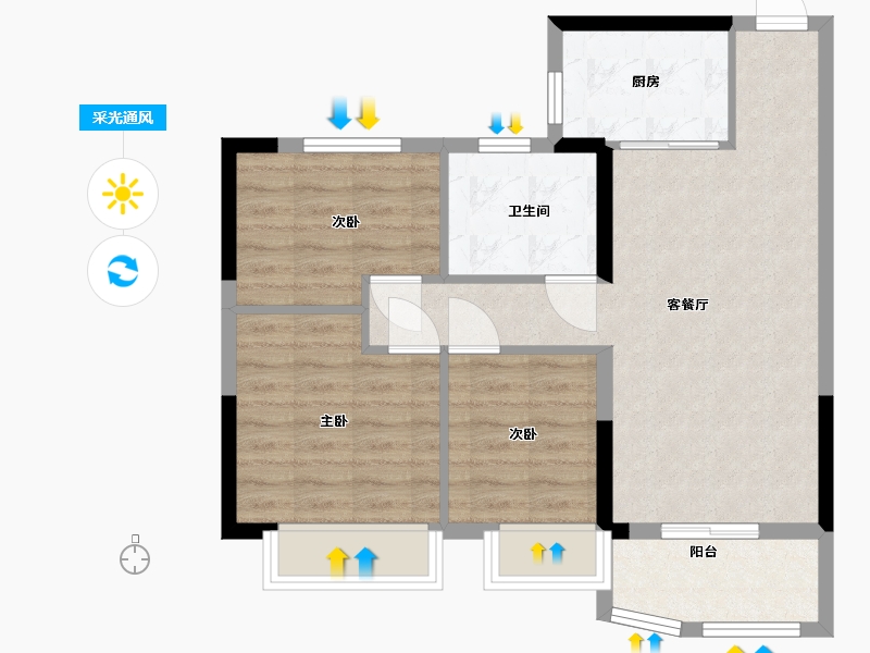 安徽省-滁州市-滁州恒大文化旅游康养城-68.00-户型库-采光通风