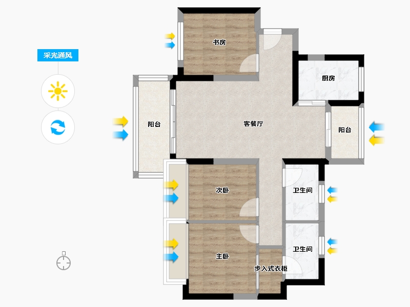 广东省-广州市-融创天瑞-85.00-户型库-采光通风