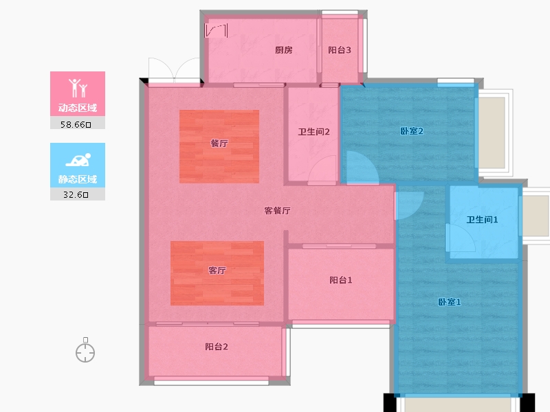 广东省-佛山市-观景豪园-83.20-户型库-动静分区