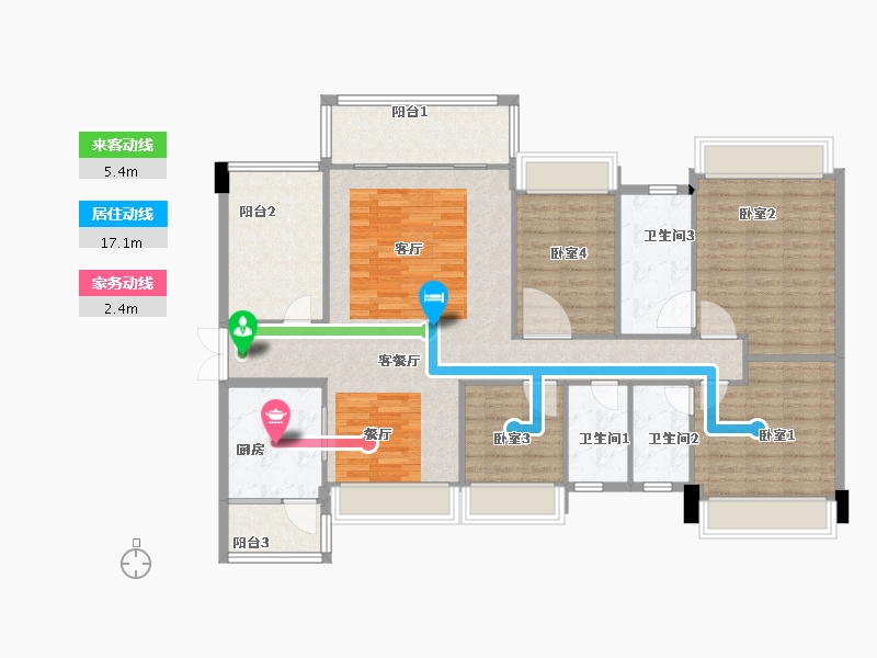 广东省-佛山市-观景豪园-131.20-户型库-动静线