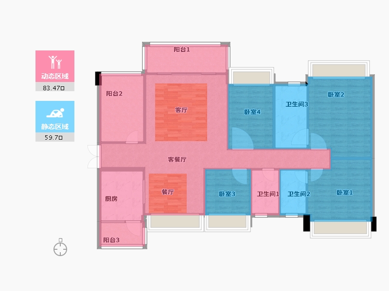 广东省-佛山市-观景豪园-131.20-户型库-动静分区