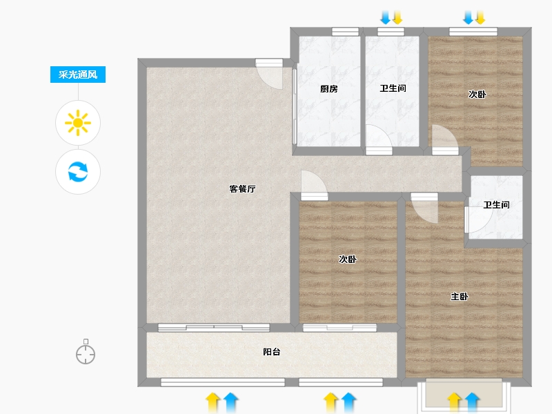 山东省-淄博市-忆江南启园-100.00-户型库-采光通风