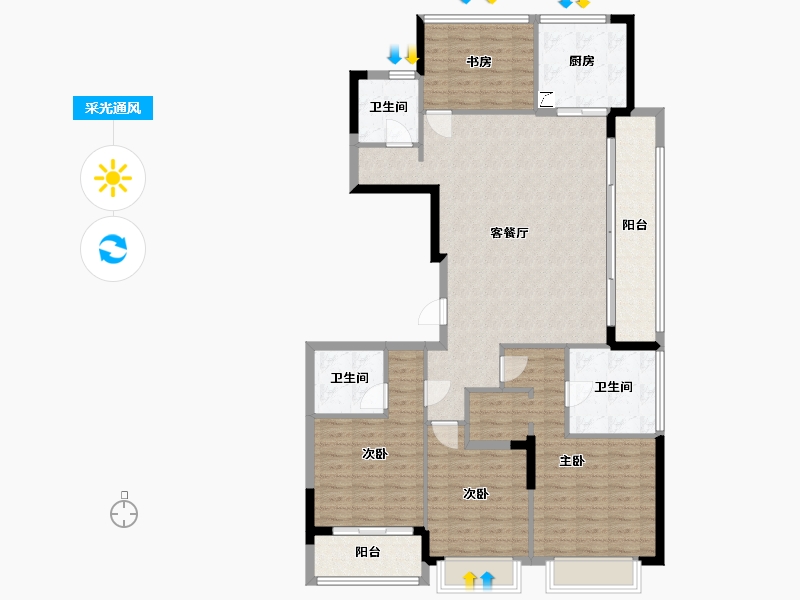 浙江省-嘉兴市-绿城留香园-169.00-户型库-采光通风