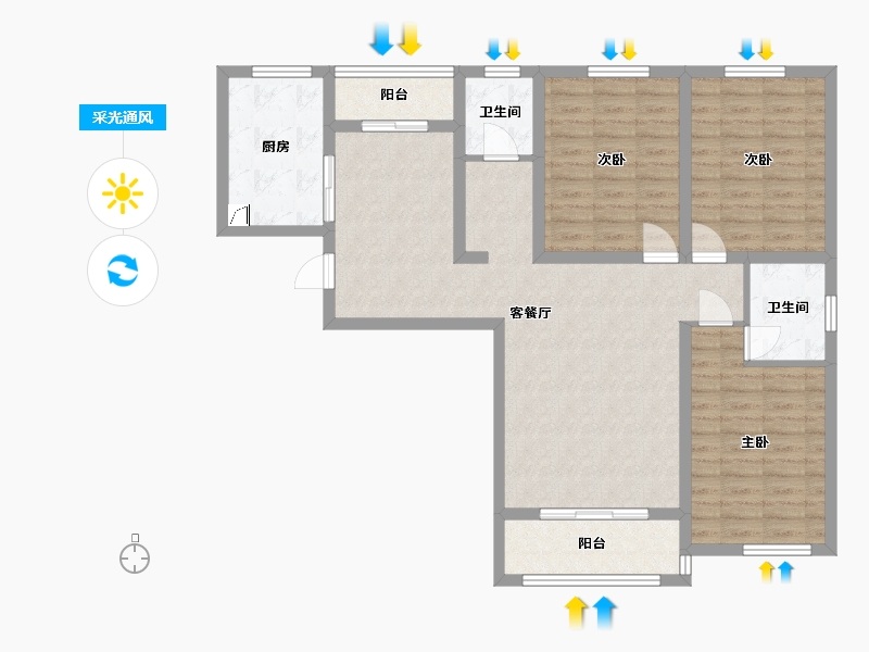 河南省-郑州市-格林上东-100.00-户型库-采光通风