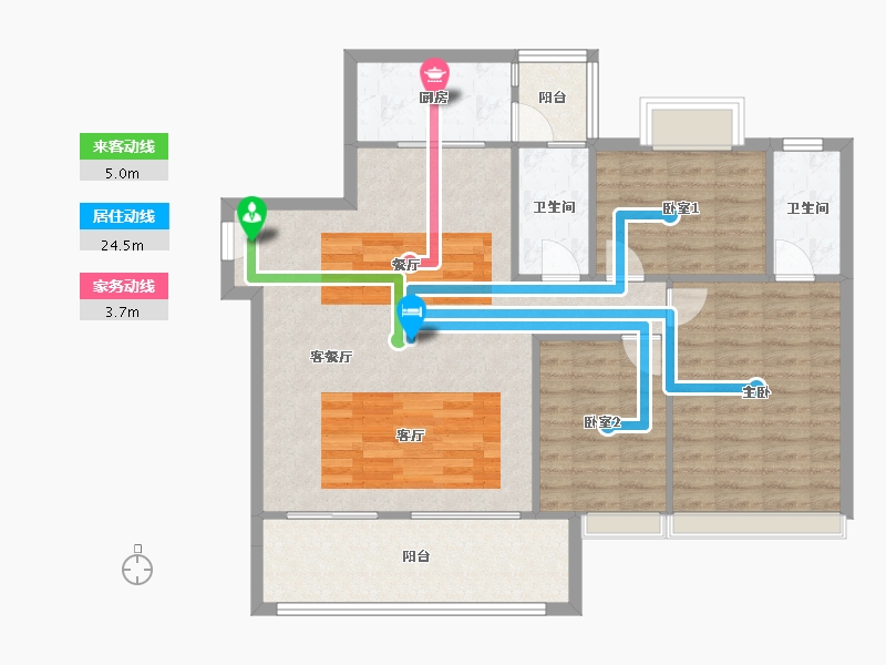 广东省-佛山市-恒晖星河雅居-100.87-户型库-动静线